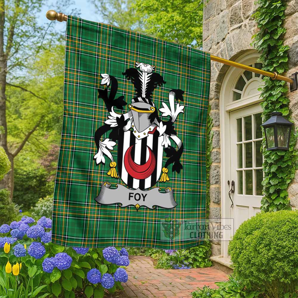 Foy Irish Clan Tartan Flag with Coat of Arms