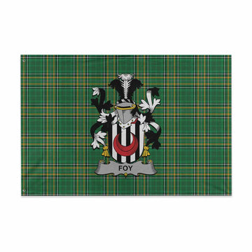 Foy Irish Clan Tartan House Flag with Coat of Arms