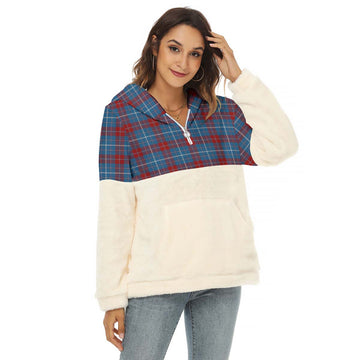 Frame Tartan Women's Borg Fleece Hoodie With Half Zip Female - Tartan Vibes Clothing
