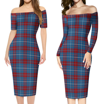 Frame Tartan Off Shoulder Lady Dress Women's Dress - Tartanvibesclothing