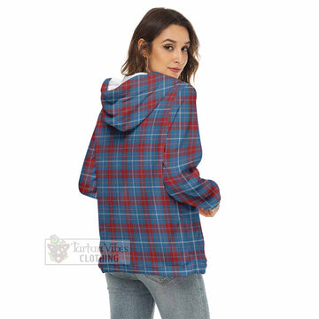 Tartan Vibes Clothing Frame Tartan Women's Borg  Half Zip Fleece Hoodie