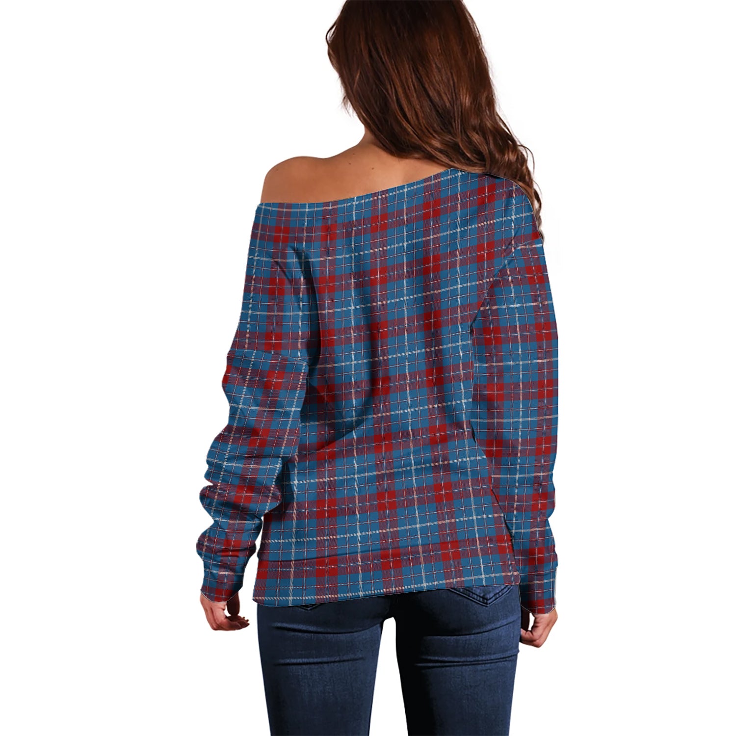 Frame Tartan Off Shoulder Women Sweater - Tartanvibesclothing
