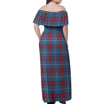Frame Tartan Off Shoulder Long Dress - Tartanvibesclothing