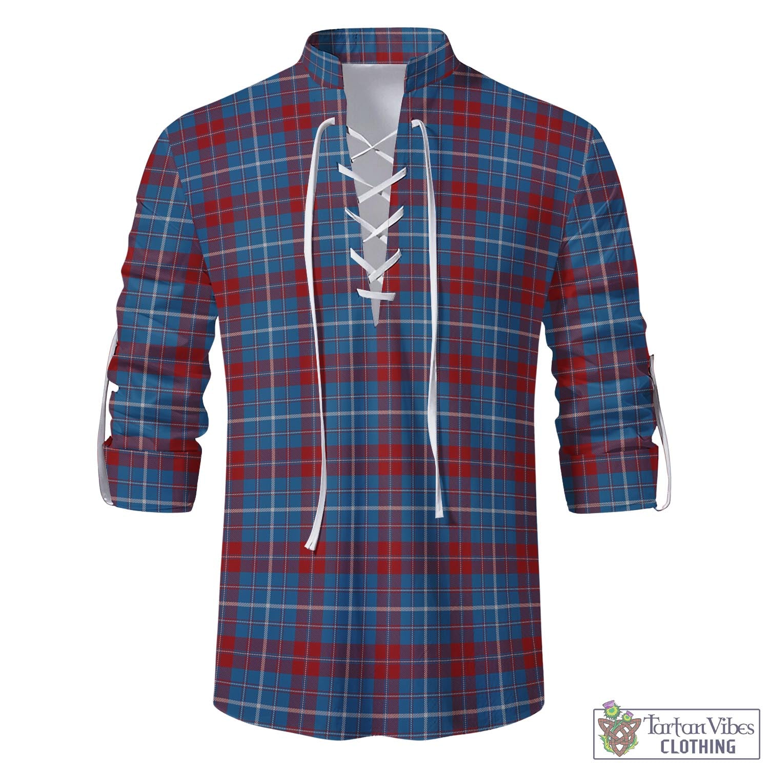 Tartan Vibes Clothing Frame Tartan Men's Scottish Traditional Jacobite Ghillie Kilt Shirt