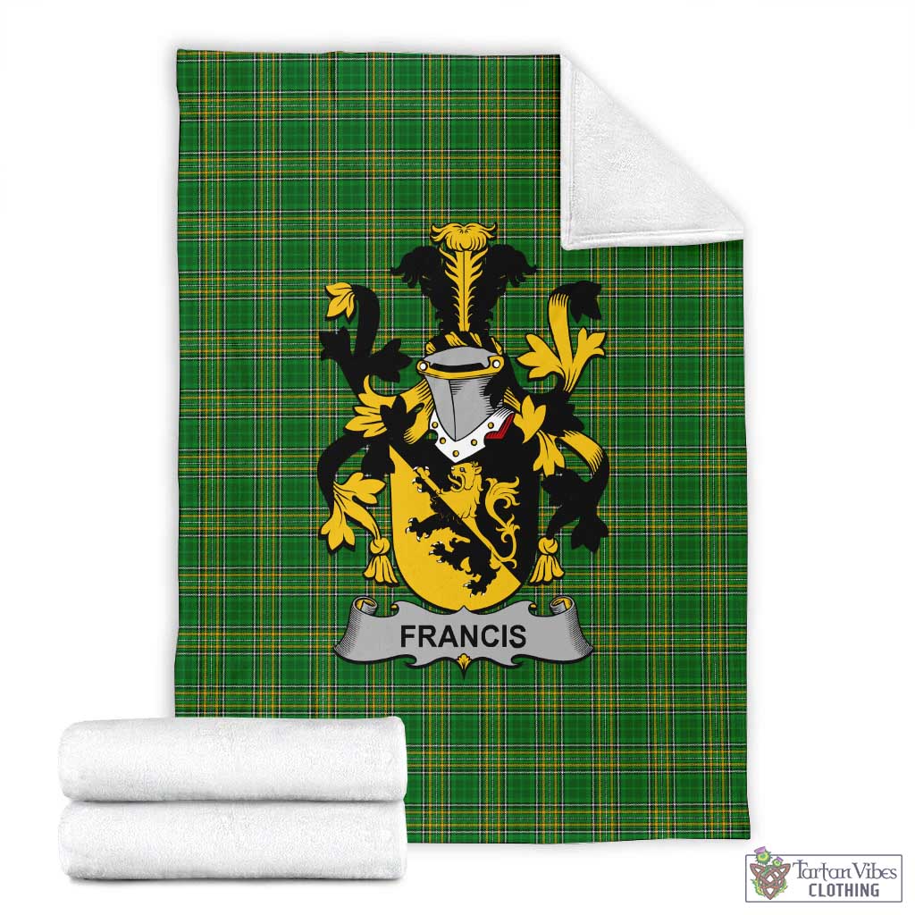 Francis Irish Clan Tartan Blanket with Coat of Arms X-Large 59 x 79 inches 150 x 200 cm - Tartan Vibes Clothing
