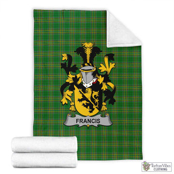 Tartan Vibes Clothing Francis Irish Clan Tartan Blanket with Coat of Arms