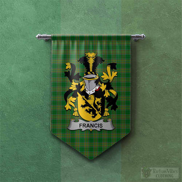 Francis Irish Clan Tartan Gonfalon, Tartan Banner with Coat of Arms