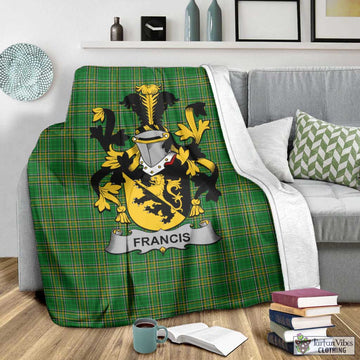Tartan Vibes Clothing Francis Irish Clan Tartan Blanket with Coat of Arms