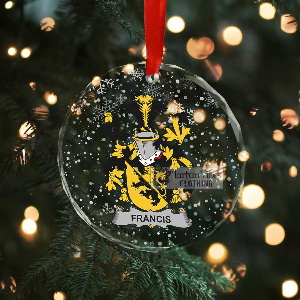 Francis Irish Clan Christmas Glass Ornament with Coat of Arms - 2D-tartanvibesclothing