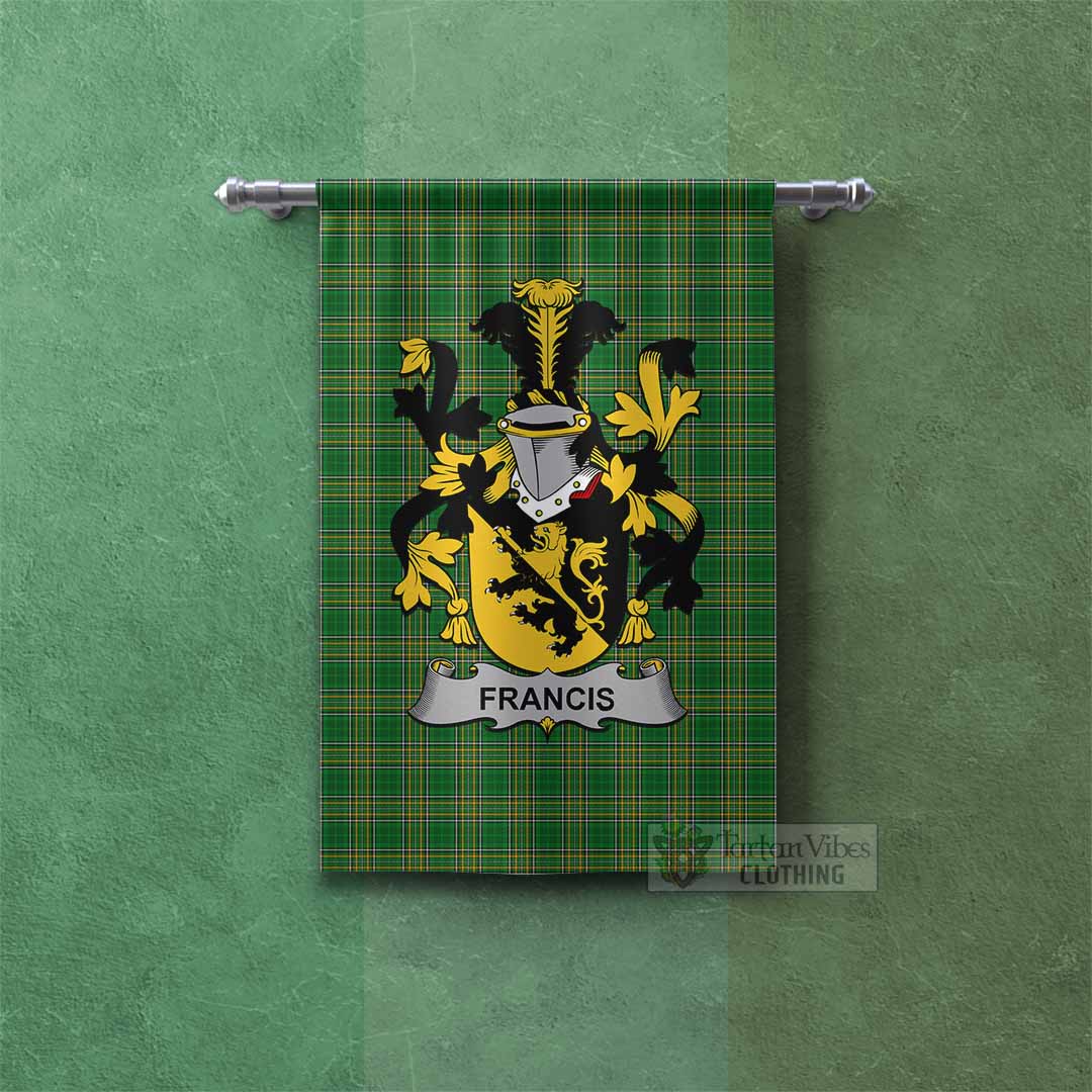 Tartan Vibes Clothing Francis Irish Clan Tartan Gonfalon, Tartan Banner with Coat of Arms