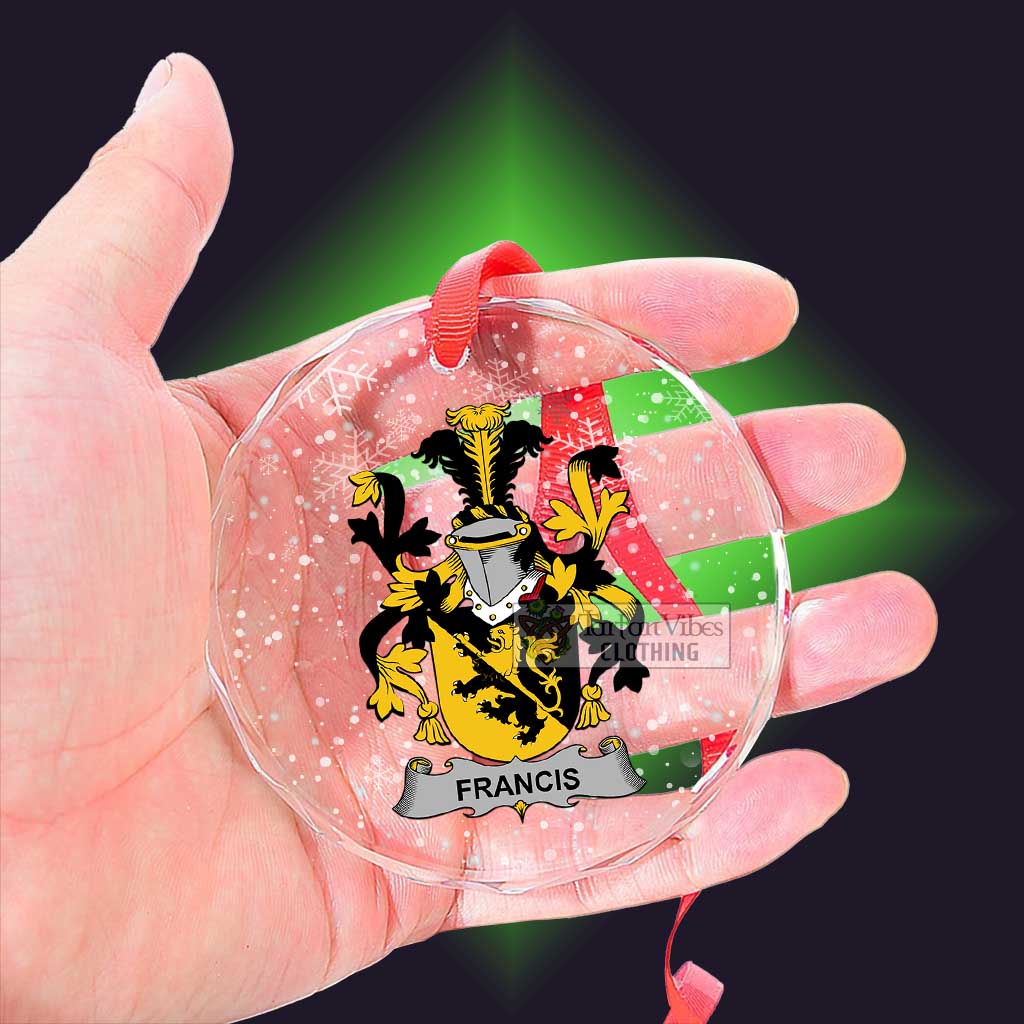 Francis Irish Clan Christmas Glass Ornament with Coat of Arms - 2D-tartanvibesclothing