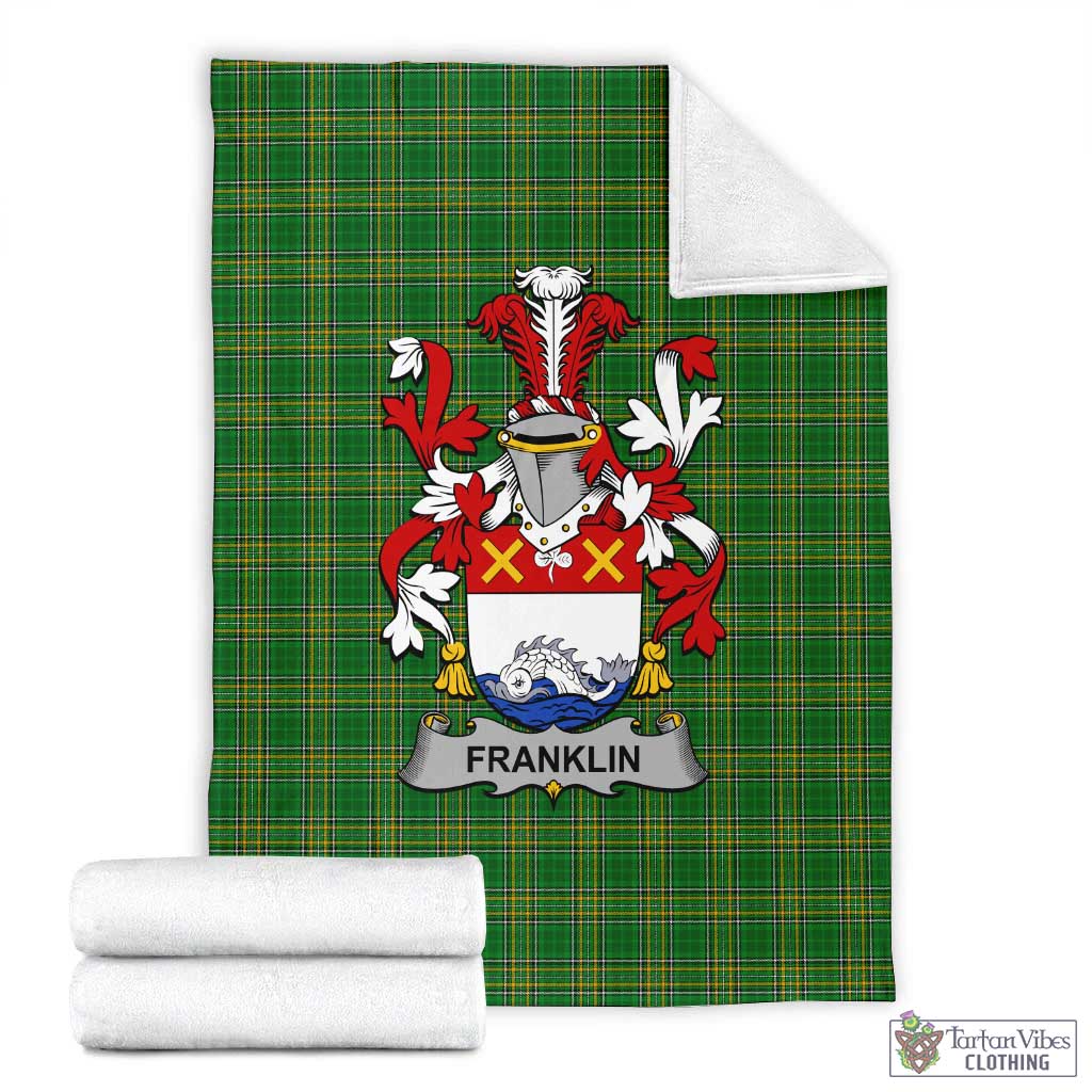 Franklin Irish Clan Tartan Blanket with Coat of Arms X-Large 59 x 79 inches 150 x 200 cm - Tartan Vibes Clothing