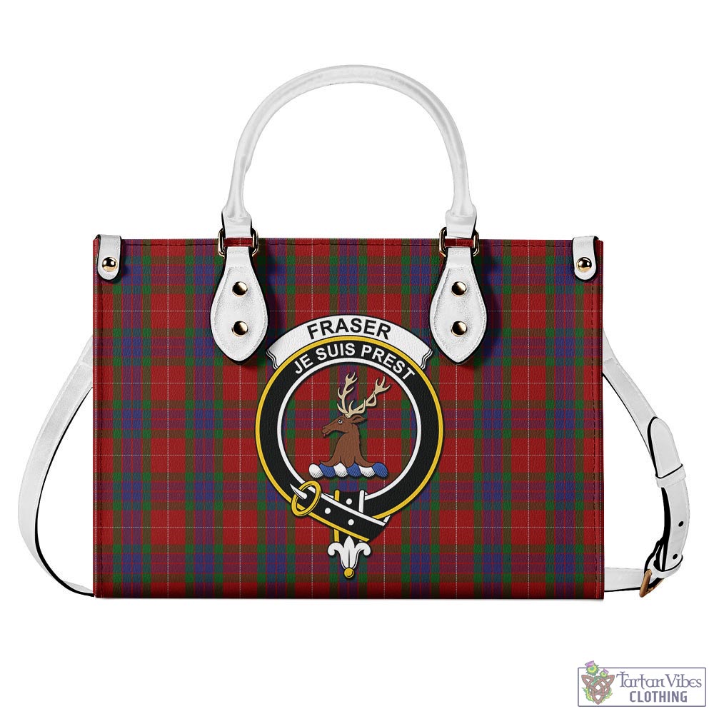 Tartan Vibes Clothing Fraser Tartan Luxury Leather Handbags with Family Crest