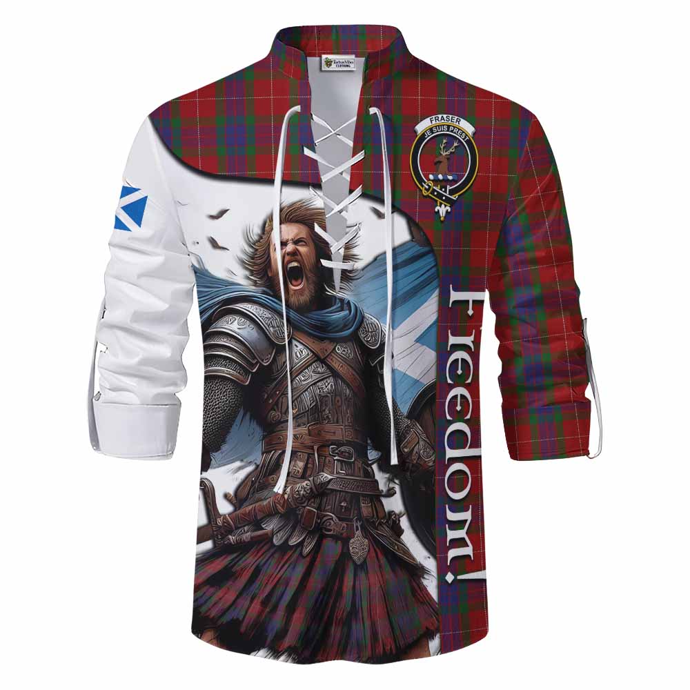 Tartan Vibes Clothing Fraser Crest Tartan Ghillie Kilt Shirt Inspired by the Freedom of Scottish Warrior