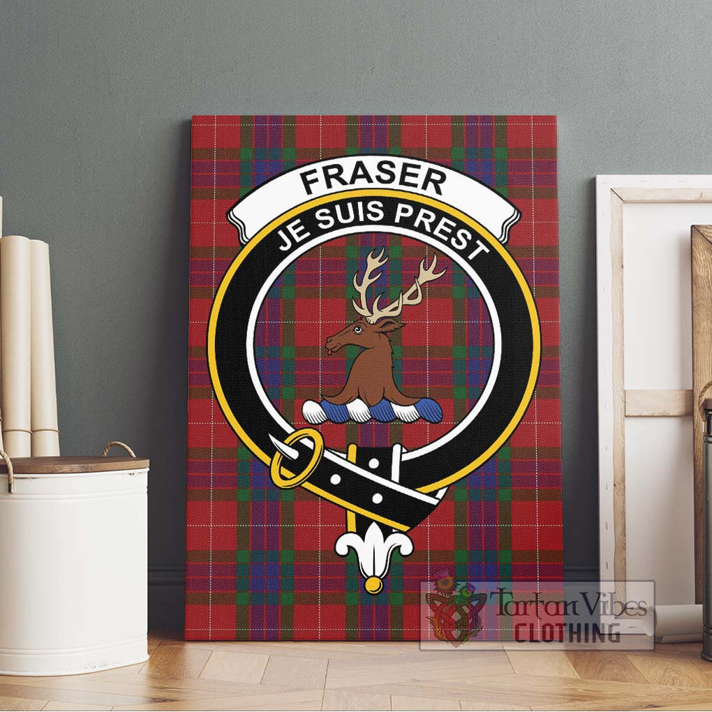 Fraser Tartan Canvas Print Wall Art with Family Crest Without Frame - Tartan Vibes Clothing