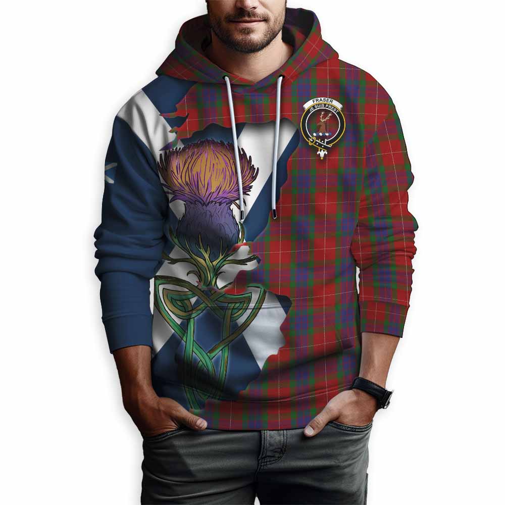 Tartan Vibes Clothing Fraser Tartan Family Crest Hoodie Scottish Thistle Celtic Inspired