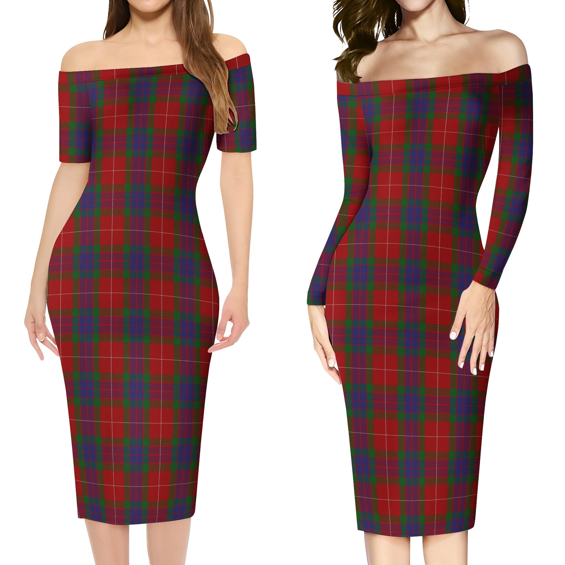 Fraser Tartan Off Shoulder Lady Dress Women's Dress - Tartanvibesclothing