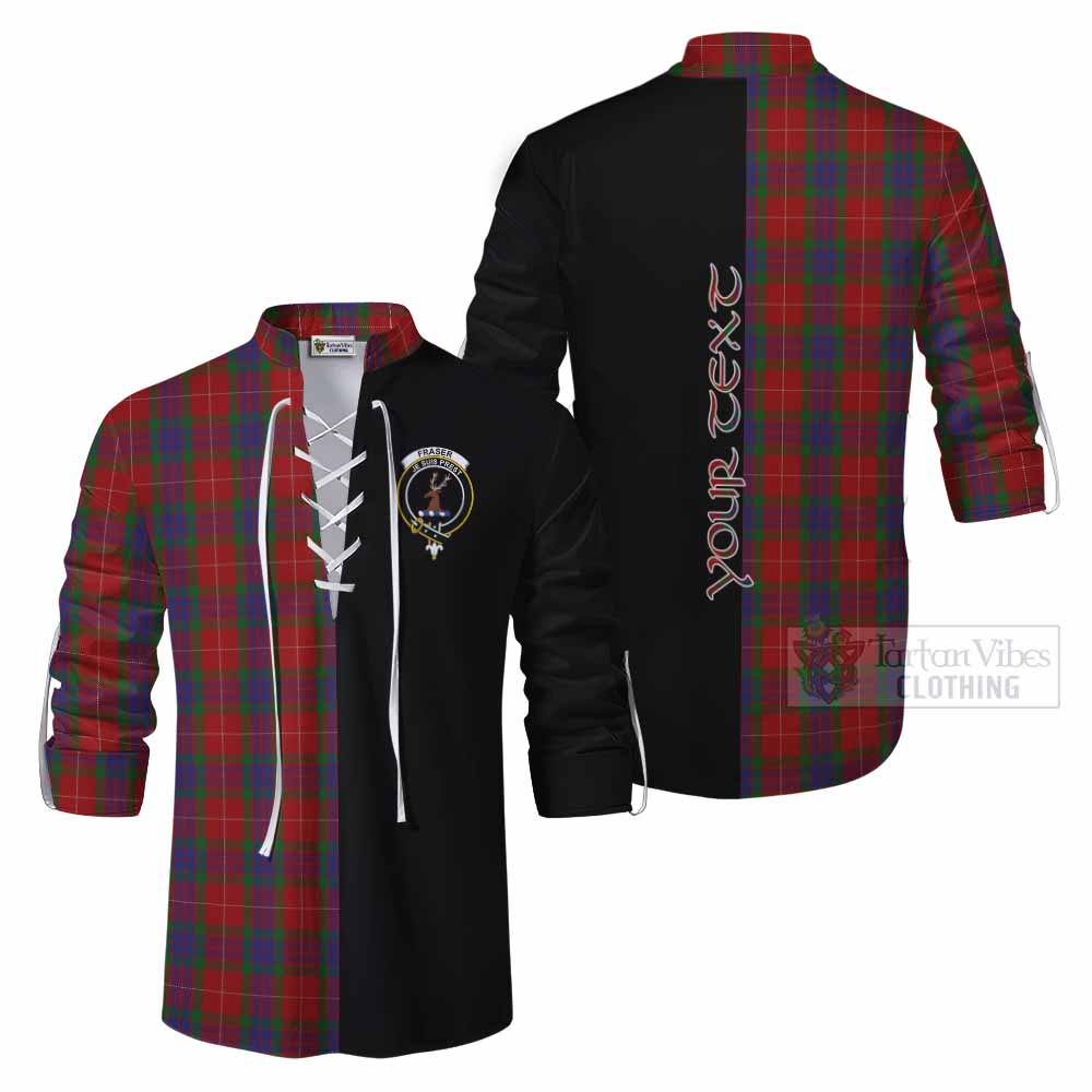 Tartan Vibes Clothing Fraser Tartan Ghillie Kilt Shirt with Family Crest and Half Of Me Style