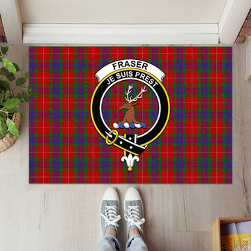 Fraser Tartan Rubber Doormat with Family Crest