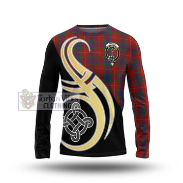 Fraser Tartan Long Sleeve T-Shirt with Family Crest and Celtic Symbol Style