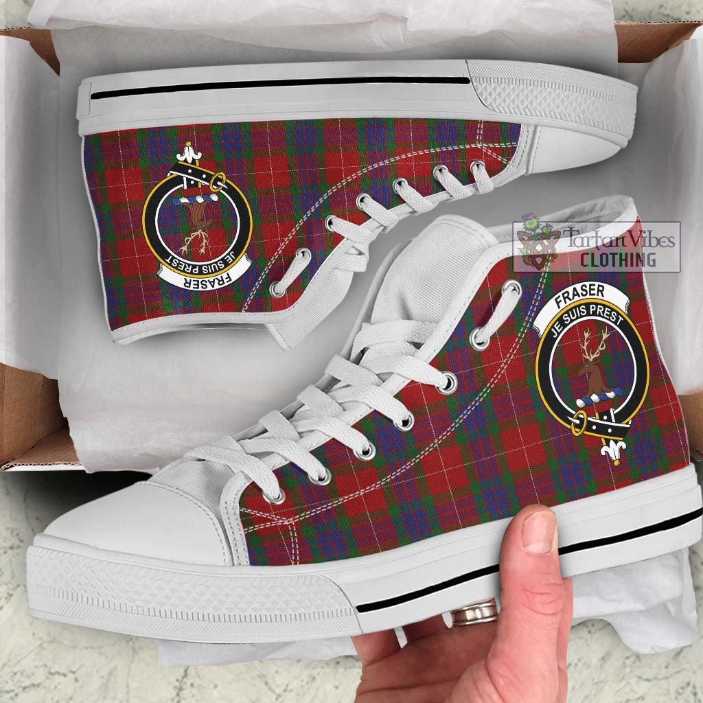 Tartan Vibes Clothing Fraser Tartan High Top Shoes with Family Crest