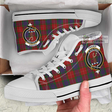 Tartan Vibes Clothing Fraser Tartan High Top Shoes with Family Crest