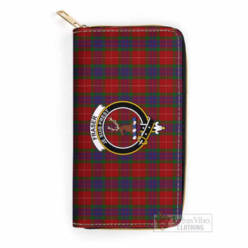 Fraser Tartan Women's Leather Wallet with Family Crest