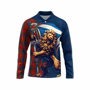 Fraser Tartan Family Crest Long Sleeve Polo Shirt with Scottish Majestic Lion