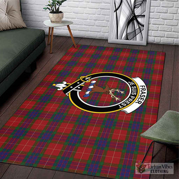 Tartan Vibes Clothing Fraser Tartan Area Rug with Family Crest