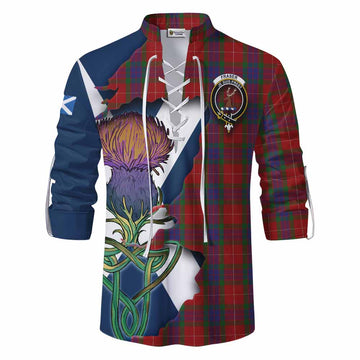 Fraser Tartan Family Crest Ghillie Kilt Shirt Scottish Thistle Celtic Inspired