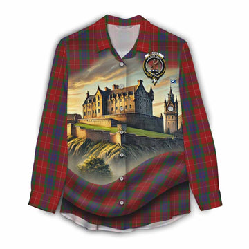 Fraser Tartan Family Crest Women's Casual Shirt with Scottish Ancient Castle Style