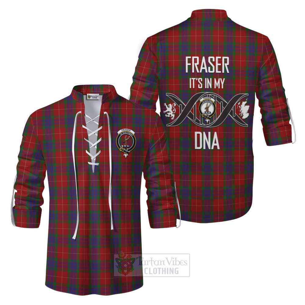 Tartan Vibes Clothing Fraser Tartan Ghillie Kilt Shirt with Family Crest DNA In Me Style