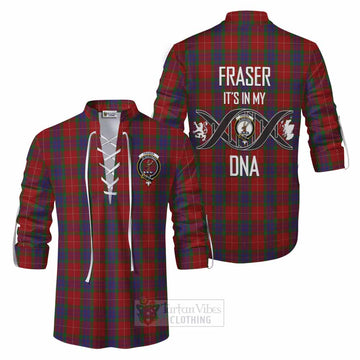 Tartan Vibes Clothing Fraser Tartan Ghillie Kilt Shirt with Family Crest DNA In Me Style