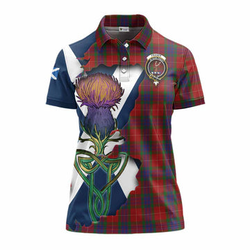 Fraser Tartan Family Crest Women's Polo Shirt Scottish Thistle Celtic Inspired