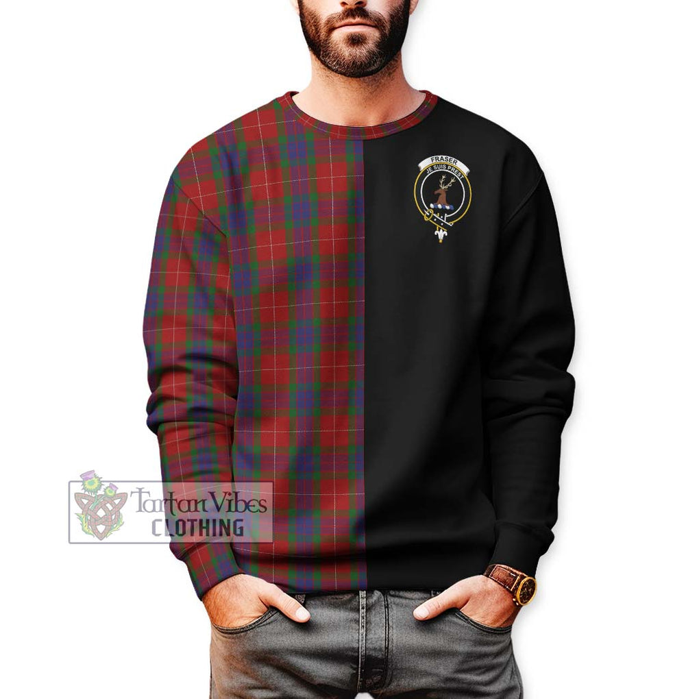Fraser Tartan Sweatshirt with Family Crest and Half Of Me Style Unisex - Tartanvibesclothing Shop