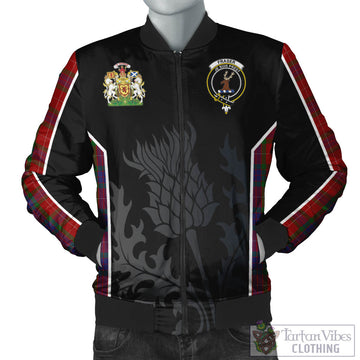 Fraser Tartan Bomber Jacket with Family Crest and Scottish Thistle Vibes Sport Style