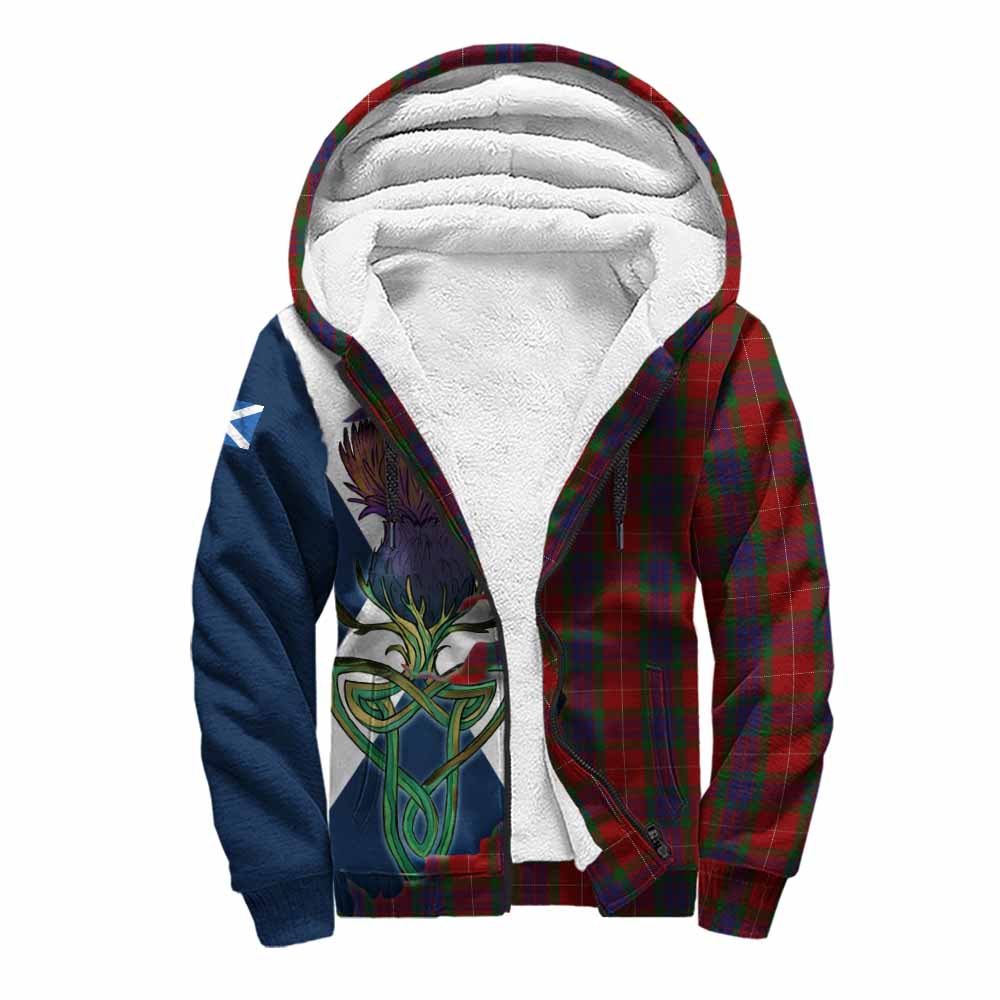 Tartan Vibes Clothing Fraser Tartan Family Crest Sherpa Hoodie Scottish Thistle Celtic Inspired