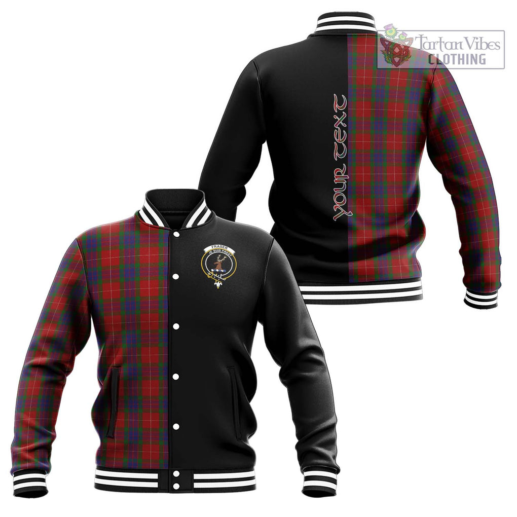 Fraser Tartan Baseball Jacket with Family Crest and Half Of Me Style Unisex - Tartanvibesclothing Shop