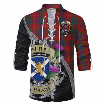 Fraser Tartan Family Crest Ghillie Kilt Shirt Lion Rampant Royal Thistle Shield Celtic Inspired