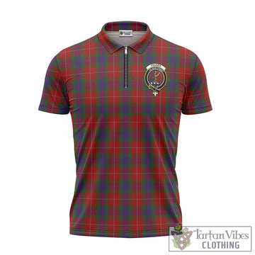 Fraser Tartan Zipper Polo Shirt with Family Crest