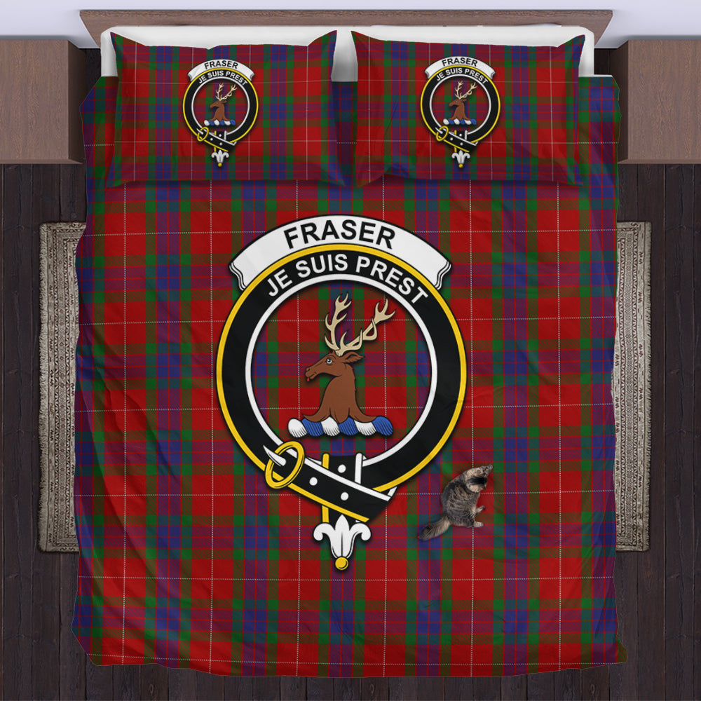 Fraser Tartan Bedding Set with Family Crest US Bedding Set - Tartan Vibes Clothing