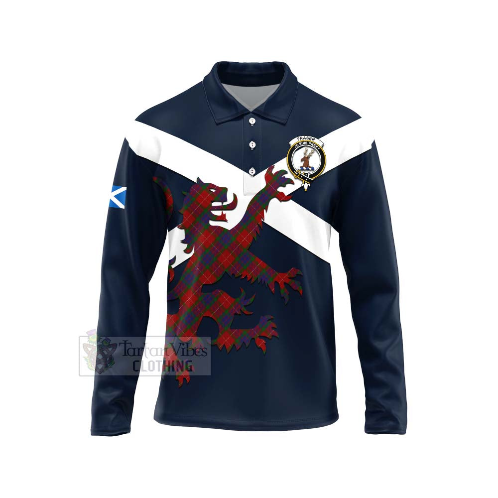 Tartan Vibes Clothing Fraser Tartan Lion Rampant Long Sleeve Polo Shirt – Proudly Display Your Heritage with Alba Gu Brath and Clan Name