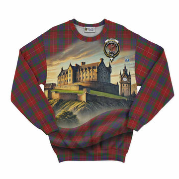 Tartan Vibes Clothing Fraser Tartan Family Crest Sweatshirt with Scottish Ancient Castle Style