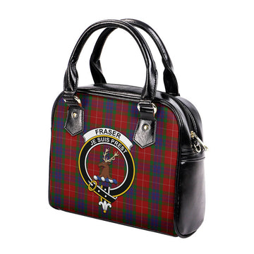 Fraser Tartan Shoulder Handbags with Family Crest