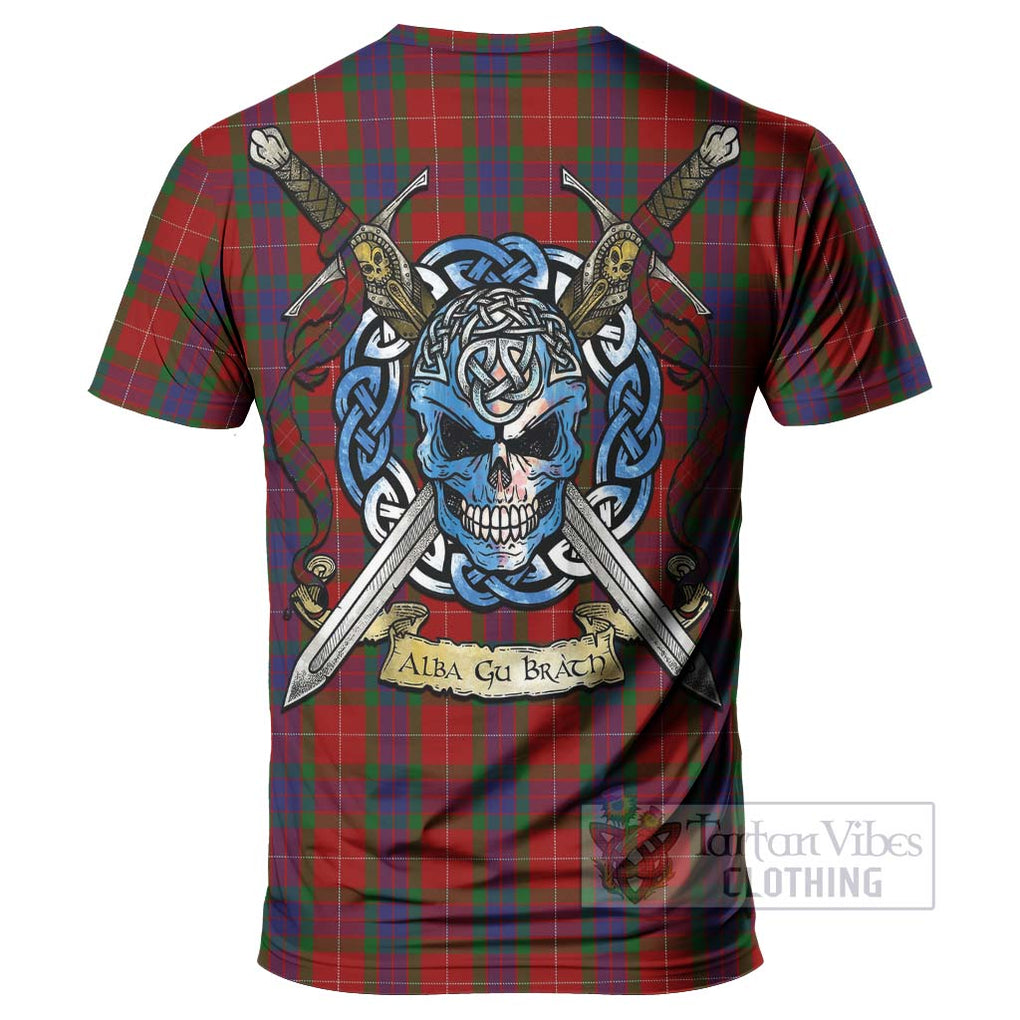 Tartan Vibes Clothing Fraser Tartan T-Shirt with Family Crest Celtic Skull Style