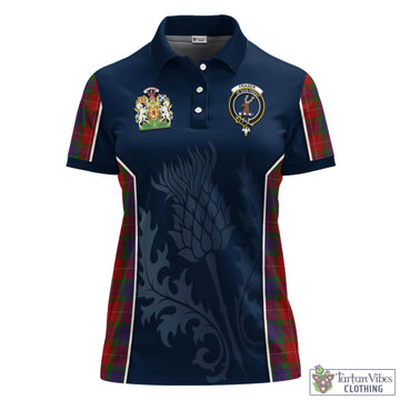 Fraser Tartan Women's Polo Shirt with Family Crest and Scottish Thistle Vibes Sport Style