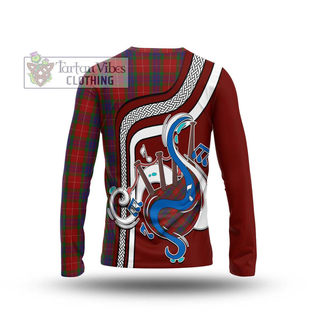 Tartan Vibes Clothing Fraser Tartan Long Sleeve T-Shirt with Epic Bagpipe Style
