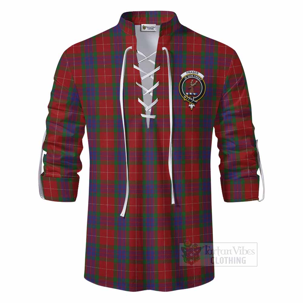 Tartan Vibes Clothing Fraser Tartan Ghillie Kilt Shirt with Family Crest DNA In Me Style