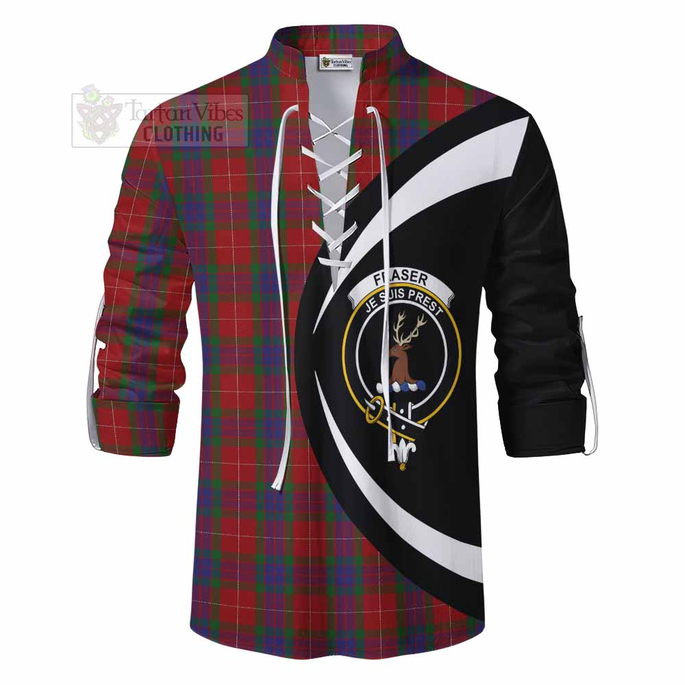 Tartan Vibes Clothing Fraser Tartan Ghillie Kilt Shirt with Family Crest Circle Style