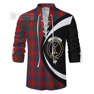 Tartan Vibes Clothing Fraser Tartan Ghillie Kilt Shirt with Family Crest Circle Style